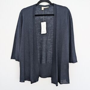 NWT Eileen Fisher Fine Gauge Linen Open Front Cardigan Sweater Sz M MSRP $178